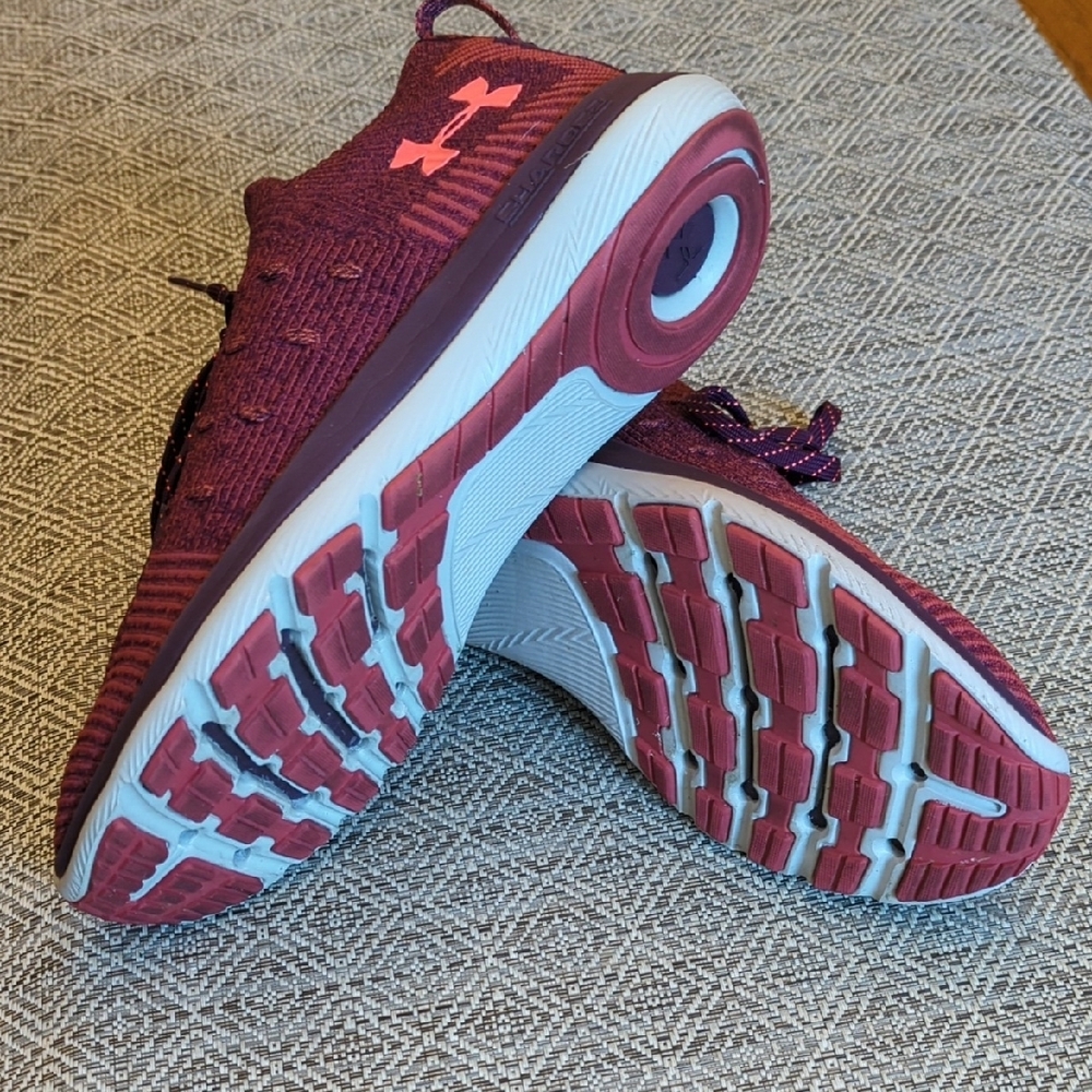 Under Armour Slingflex Rise Women's Merlot Rustic Red Knit Sneakers - Picture 5 of 8